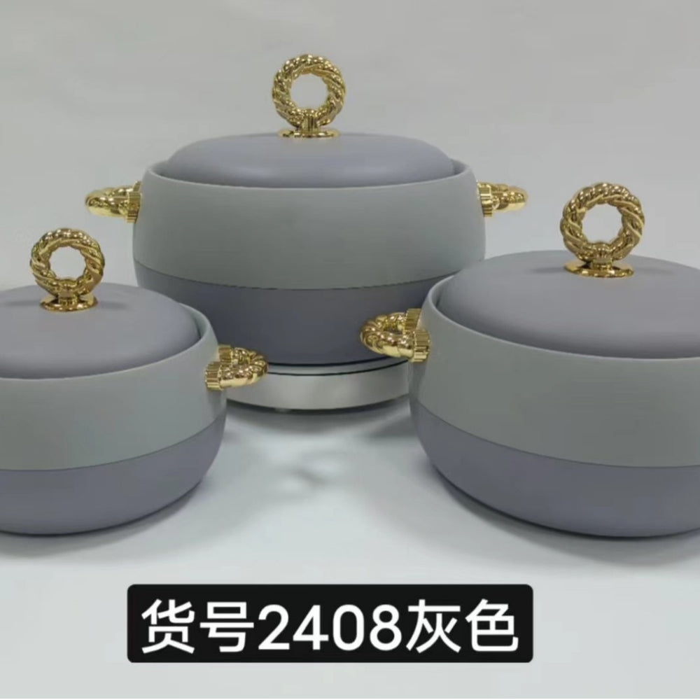Food warmer hot selling 3pcs foreign trade thermal box 1l-2l-3.5l /set gold handle item number 2408