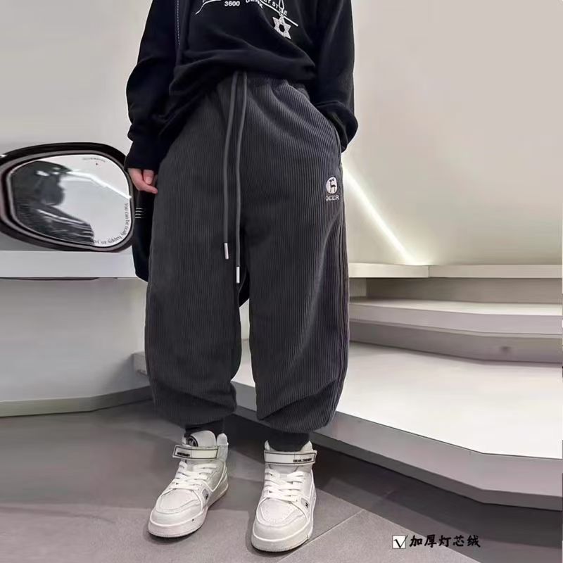 youthwinternew arrivalfleece-linedthickened shrinkable sweatpants thickened imitation rabbit fur one-piece winter kids pants