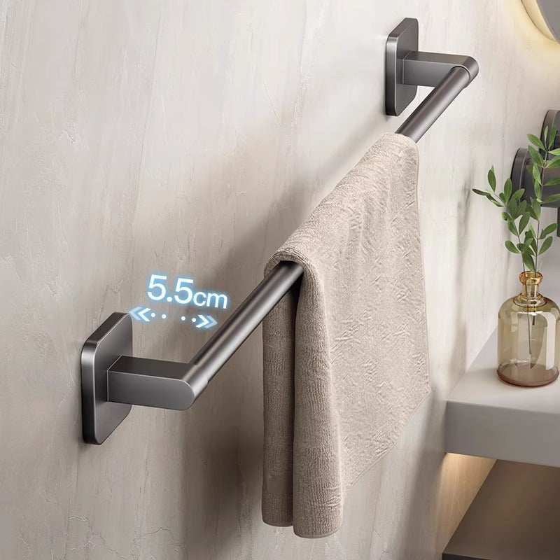 Factory direct: no-drill towel bar - wall mounted bathroom & toilet organizer rack - single rod storage hanger