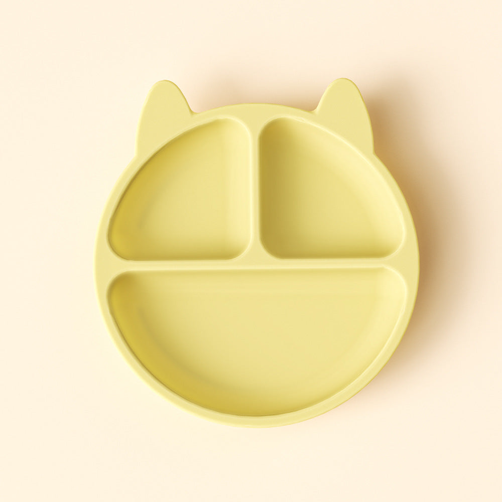 Children's dinner plate, baby eating, silicone bowl, infant food supplement bowl, suction cup type grid plate, mother and baby products tableware