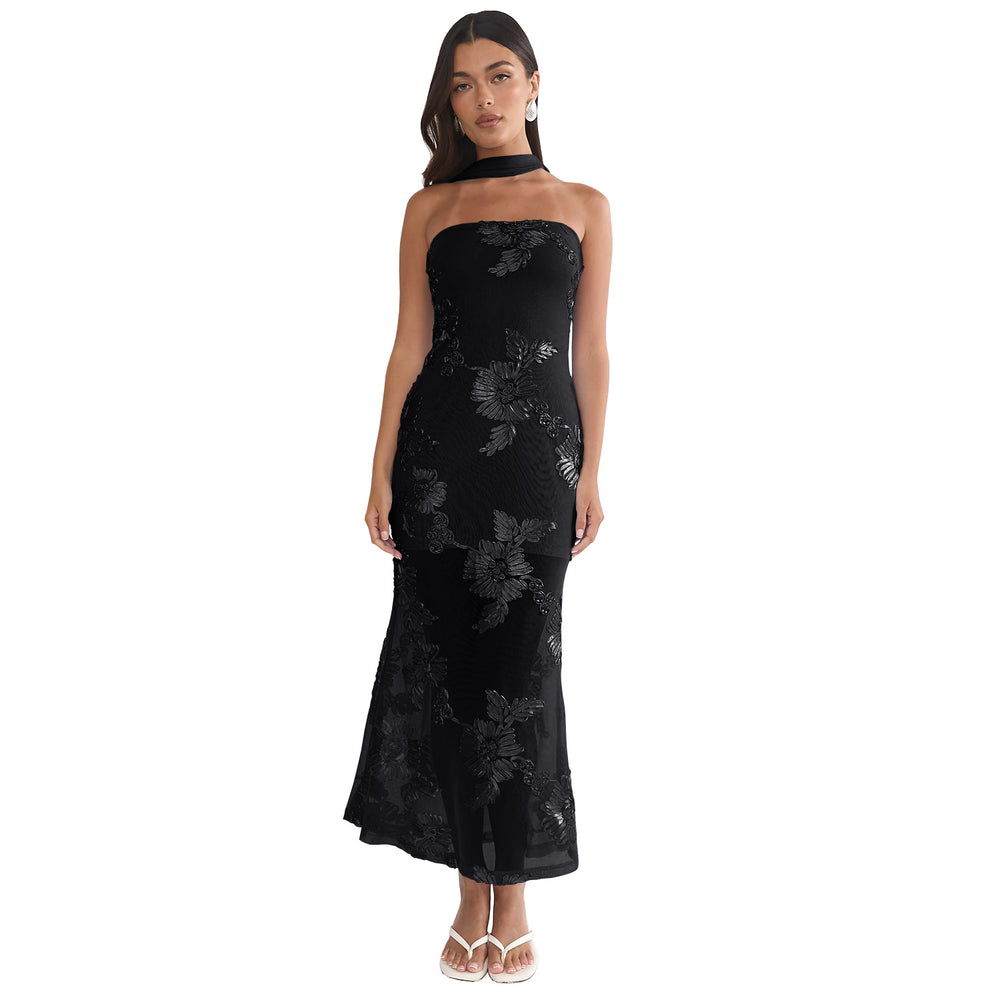 C7671 cross-border   fashion women's summer elegant sexy slim-fit backless dress