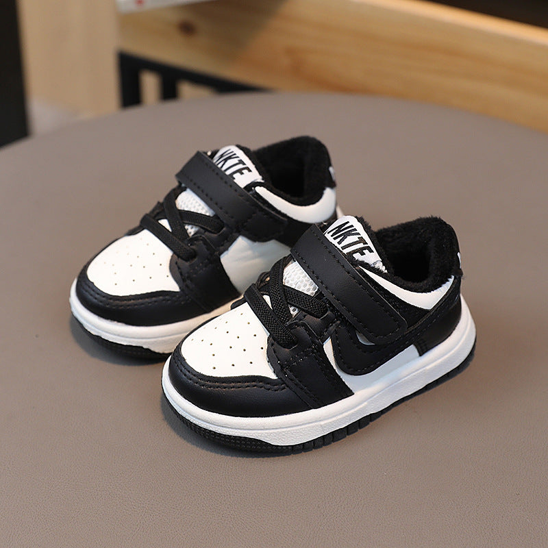 autumn/winter korean style double-layer cotton shoes for babies and toddlers - soft sole prewalker shoes, kids' sneakers, and skate shoes for boys and girls