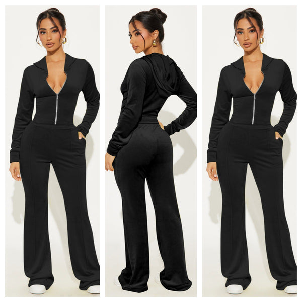 YD-059-E5 European and American women's clothing, 's new models, fashionable and casual hooded gold mink two-piece set,