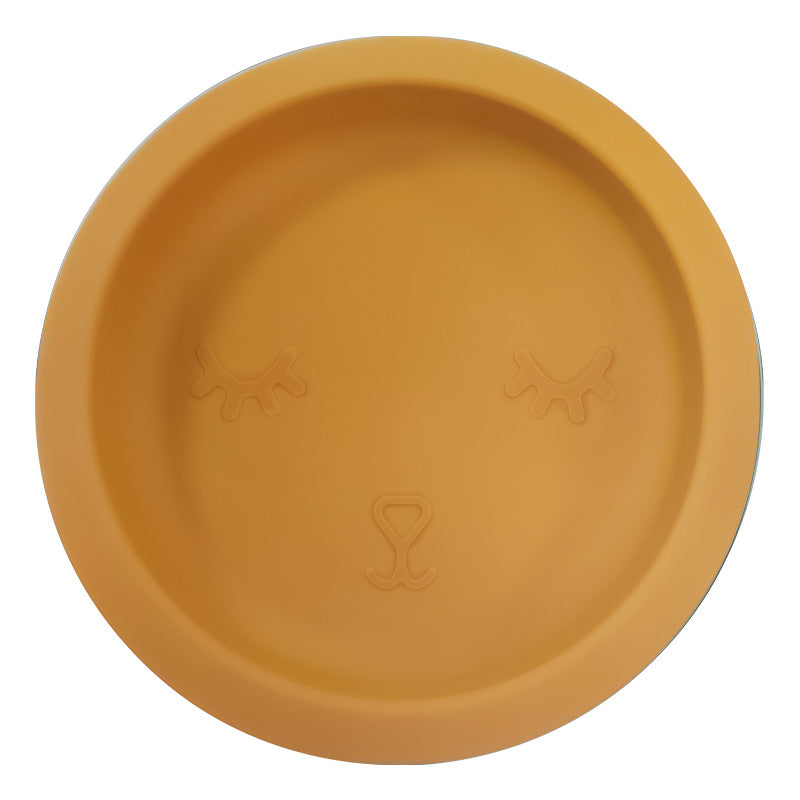 Children's silicone plate with lid disc baby complementary food feeding tray baby special children's tableware set wholesale