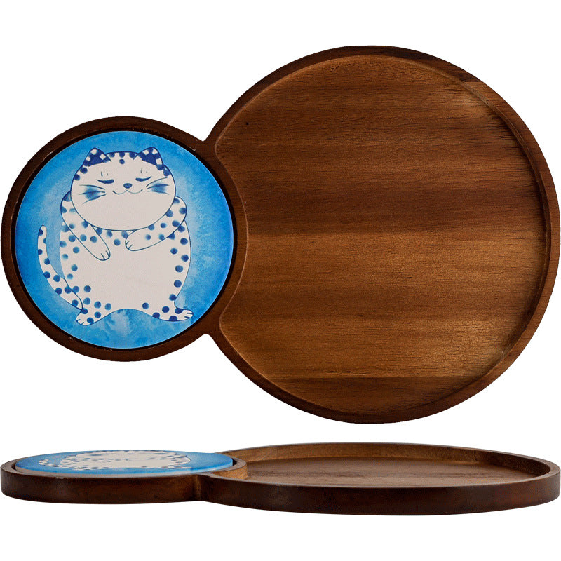 Scandinavianins solid wood creative breakfast tray cute cute cake dessert snack plate stylishclassy tea tray