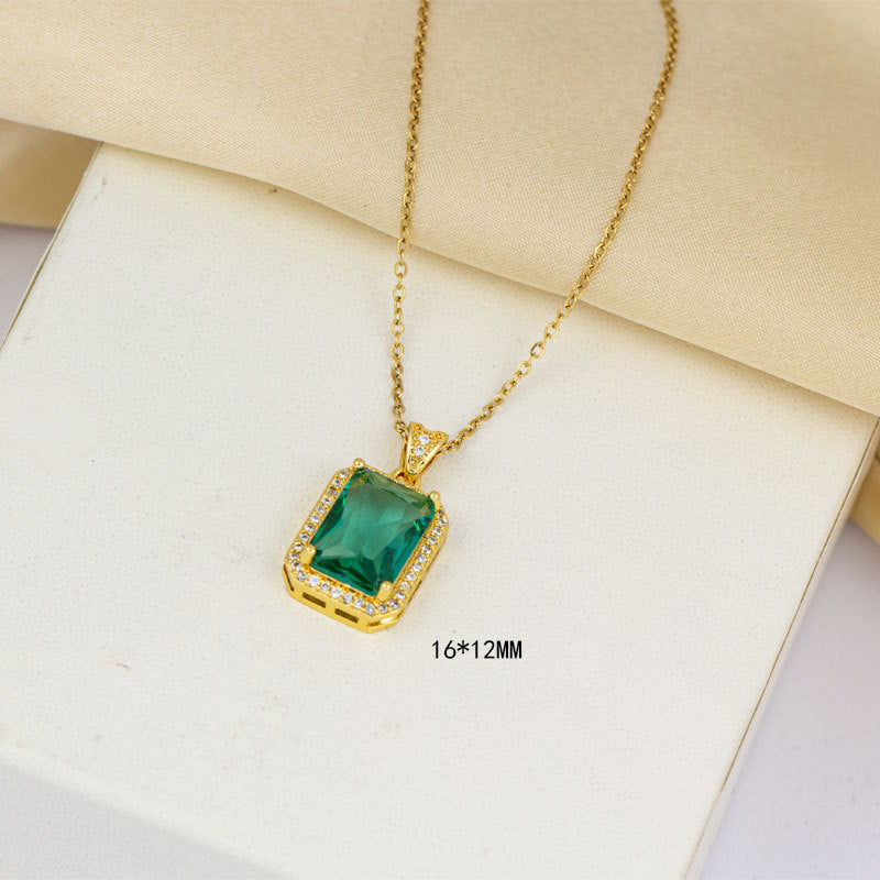 [titanium steel] necklace women's geometric pendant earrings ring suit light luxury clavicle chain earrings jewelry wholesale