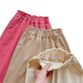 Girls' autumn  new fashion casual pants, korean style loose and stylish fresh printed wide-leg trousers for baby girls
