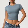 Patchworkcasualeasiest for match tight short-sleeved yoga clothes for women running fitness pilates sports quick-drying t-shirt tops