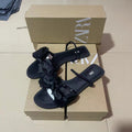 Za2024 summer new black flat sandals with back strap and bow detail - stylish women's outdoor sandals