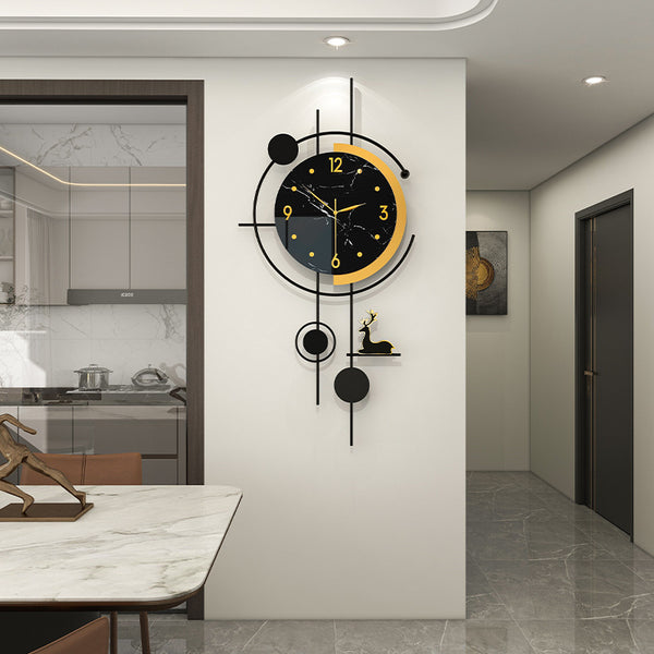 Wall clock living room clock advanced sense modern simple creative home decoration dining room wall free punching silent clock