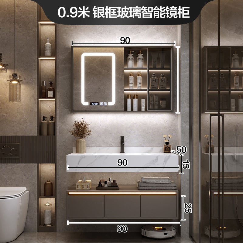 [Spot] Multifunctional storage rack, rock slab hot bending integrated basin, bathroom, washstand, face wash, bathroom cabinet combination
