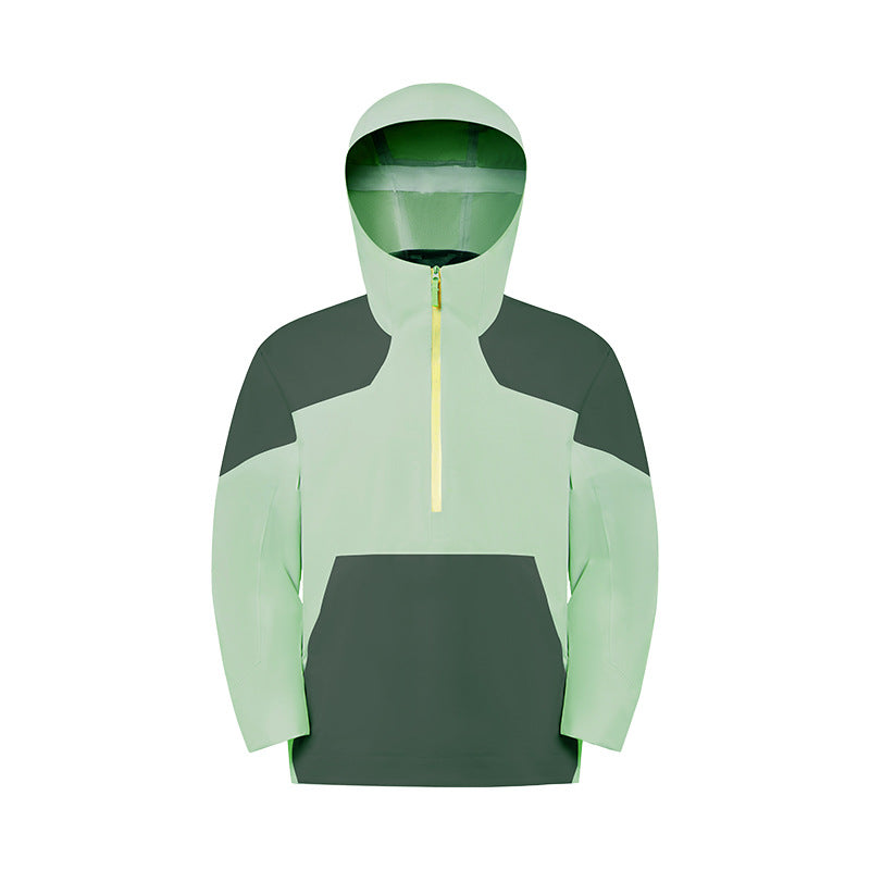 Unisex ykk zipper wear-resistant breathable hiking jacket - triple-proof heat-sealed color block hooded windbreaker daw056