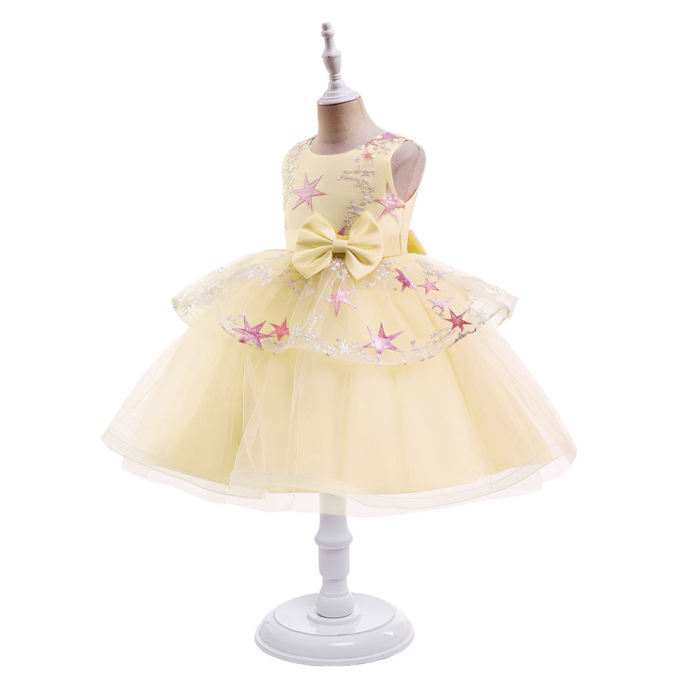 kids dress star sequin princess dress baby girl mesh piano catwalk dress baby dress