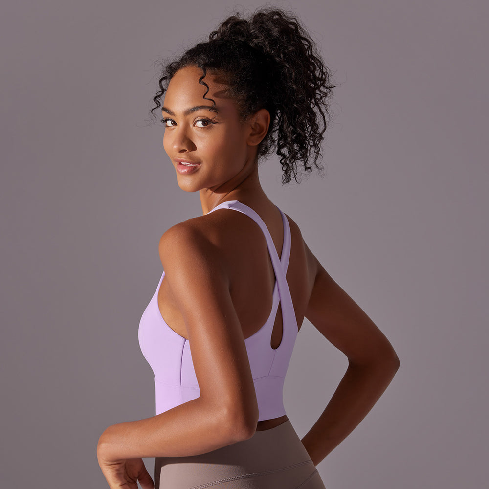 New arrival: seamless sports bra - sexy criss-cross back, yoga bra, shockproof, push-up, running, training, fitness tank top