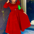 D467  cross-border women's winter new fashion puff sleeve plus size banquet party dress foreign trade dress