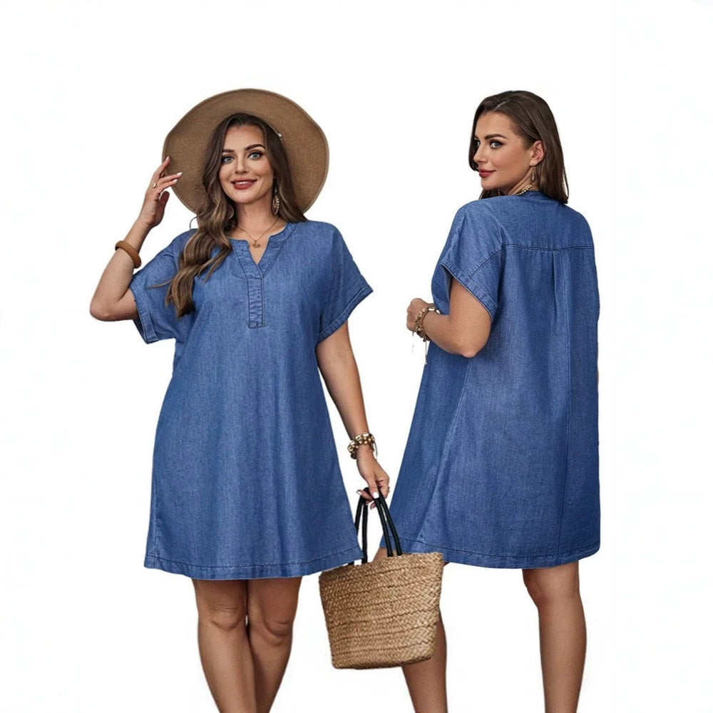 casual fashion trendy cross-border european and american  summer new plus size v-neck women's dress