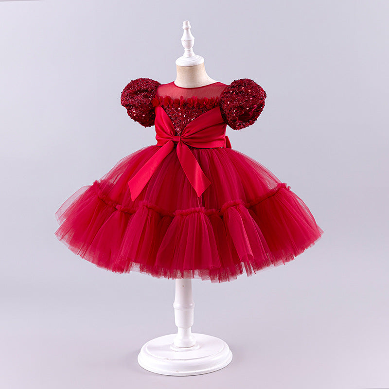 Christmas baby dress 1st birthday dress baby sequin prom costume birthday tutu princess dress