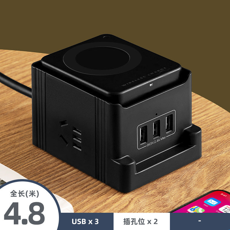 Smart wireless charging usb socket board multifunctional power strip multi-orifice wiring board with long cable multi-position power strip socket