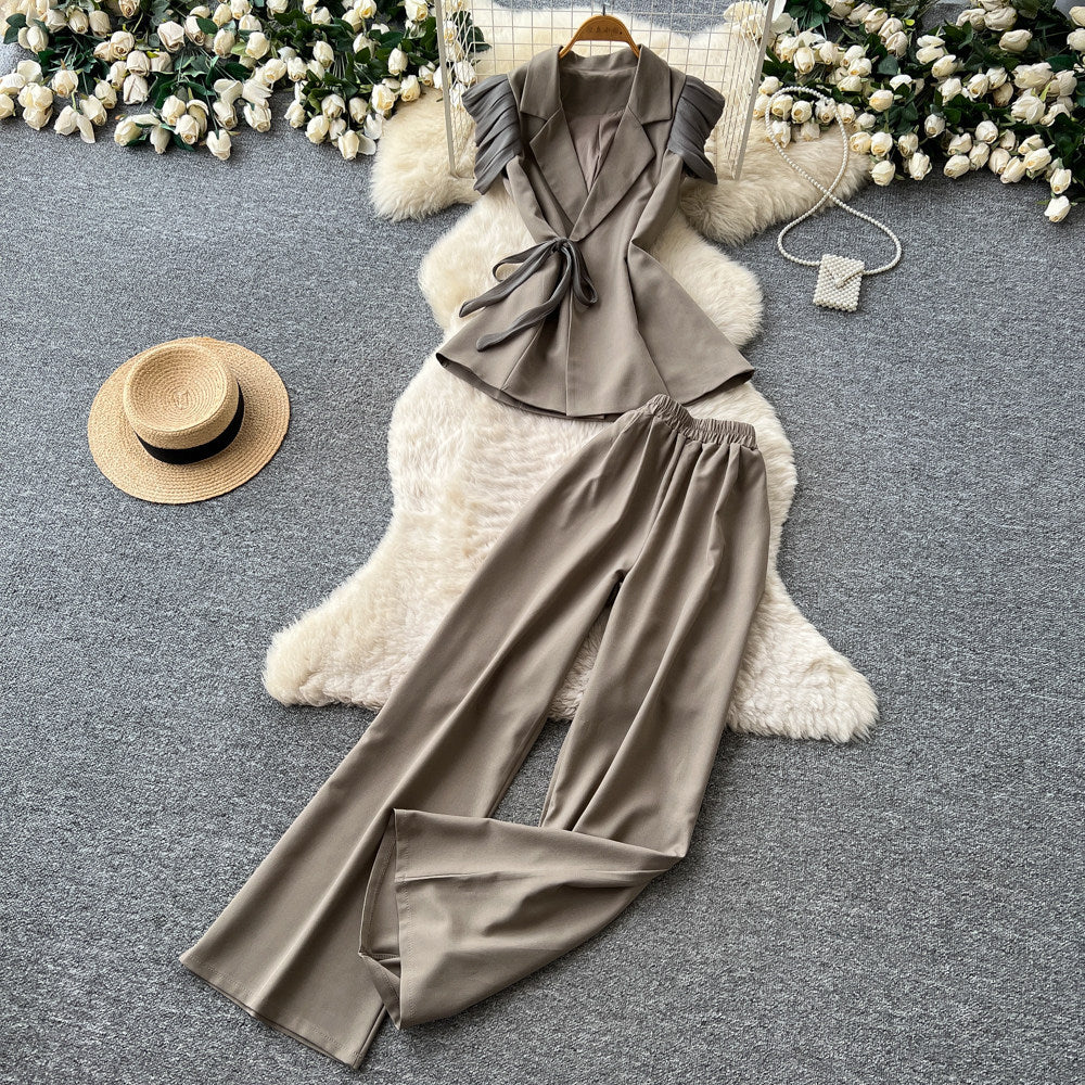 Lightly mature elegance style red strap suit women's springwork clothing suit collar classy sense slimming lookfashion outfit