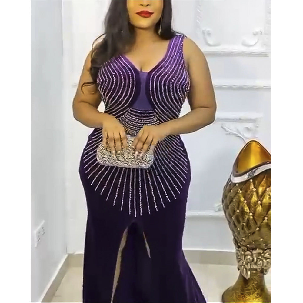European and american style new african export plus size women's clothing ebey   socialite slim fit slit dress