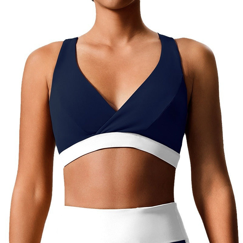 Eco-friendly fabric yoga tank top - crisscross back, color block design, built-in bra, perfect for yoga, running, casual wear, and fitness
