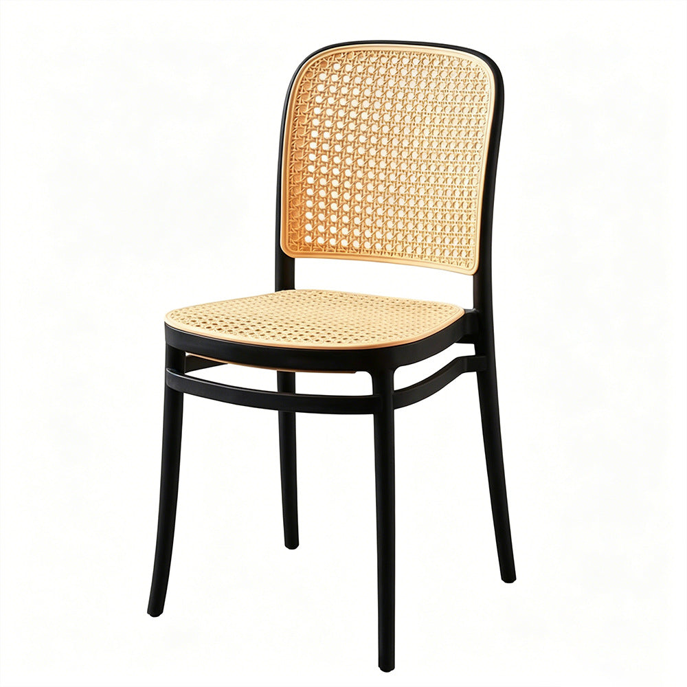 Scandinavian dining chair for home plastic chair thickenedcasual restaurant back stool stackable outdoor imitation rattan chair