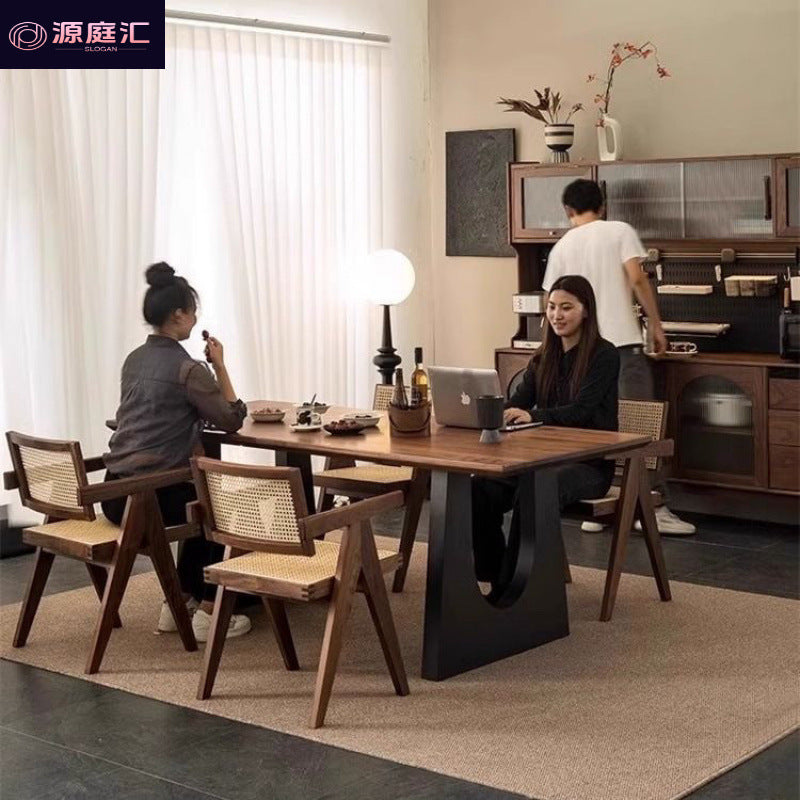 Walnut solid wood dining table long table chair desk workbench for home large board all-in-one conference desk
