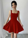 Amazon solid color mini dress - square neck sleeveless sexy bandeau casual women's dress