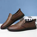 Men's leather dress shoes - soft leather, business casual, mid-aged & elderly, soft sole, spring 2025 new collection, plus size, black, anti-slip, dad shoes