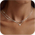 Amazon cross-border premium diamond-studded women's necklace - minimalist gold square diamond layered necklace - unique, versatile, and stylish