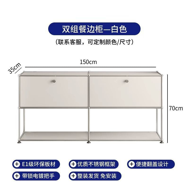 Stainless steel medieval bedside table USM bedroom modern simple shelf ins module storage TV side cabinet complete