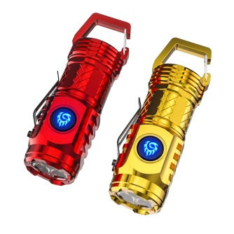 Cross-border new multi-function strong light flashlight remote shooting plastic LED portable mini charging digital display magnetic small flashlight