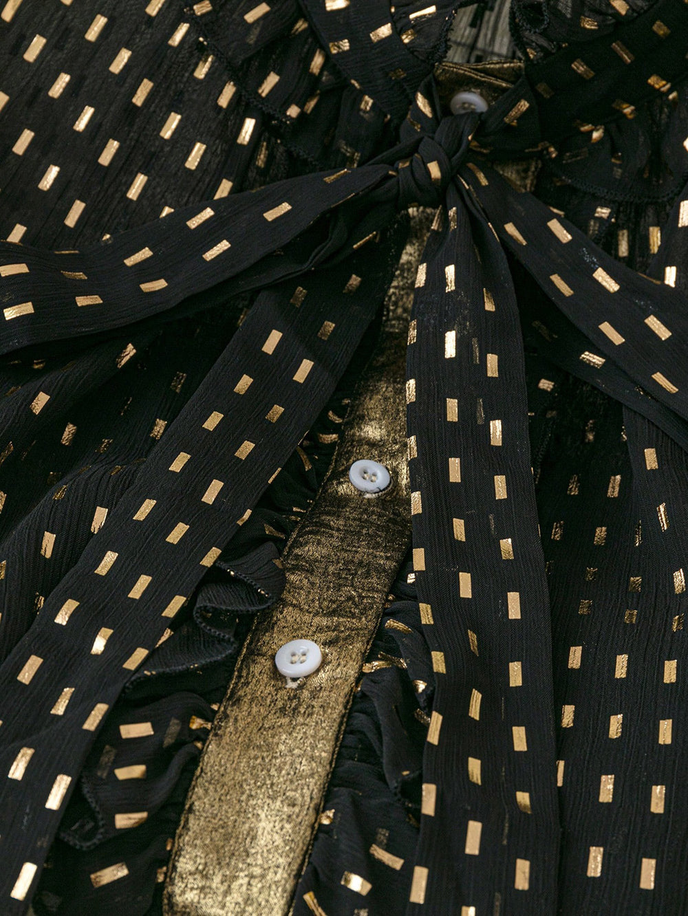 Black bottom gold printing tops collar bows fungus edge patchworkcontrast color bell sleeve short chiffon shirt