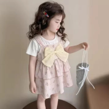 Girls' summer fashionable dress, new baby bow princess dress, wholesale from export factory