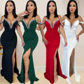 C6771 cross-border   fashion women's solid color tassel strap maxi dress