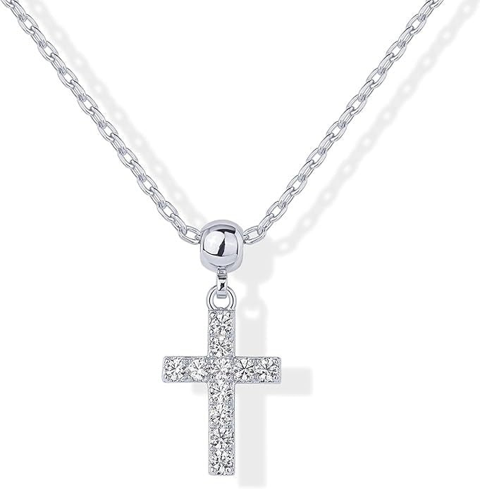 Amazon cross-border niche minimalist cubic zirconia cross pendant necklace for women