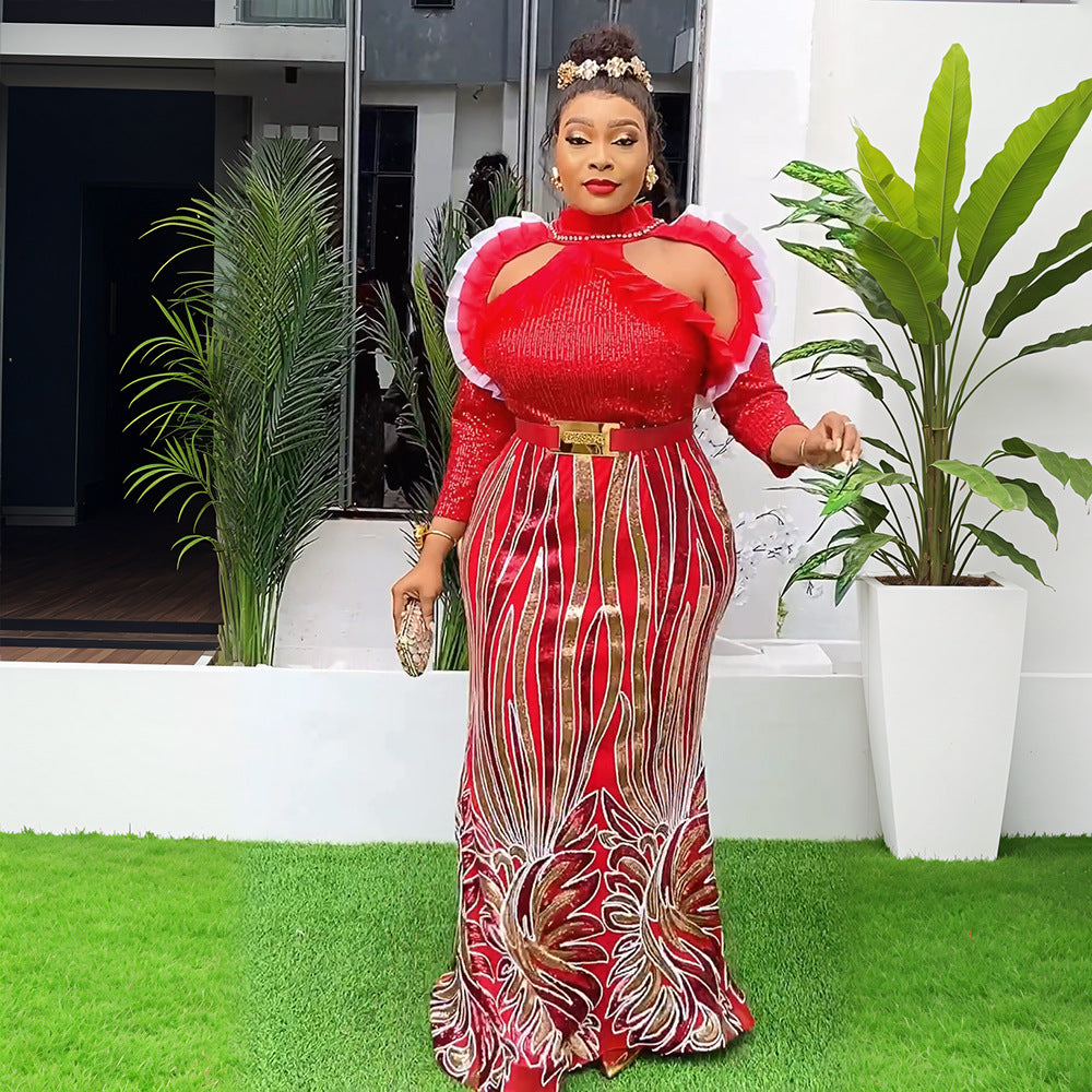 dressexport african plus size long skirt women's christmas partysexy dress