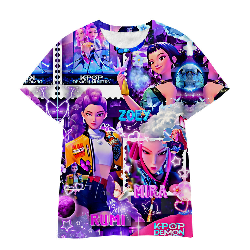 Witcher boy group 3d digital printing cross-border overseas casual loosefashion t-shirt k-pop girls t-shirt