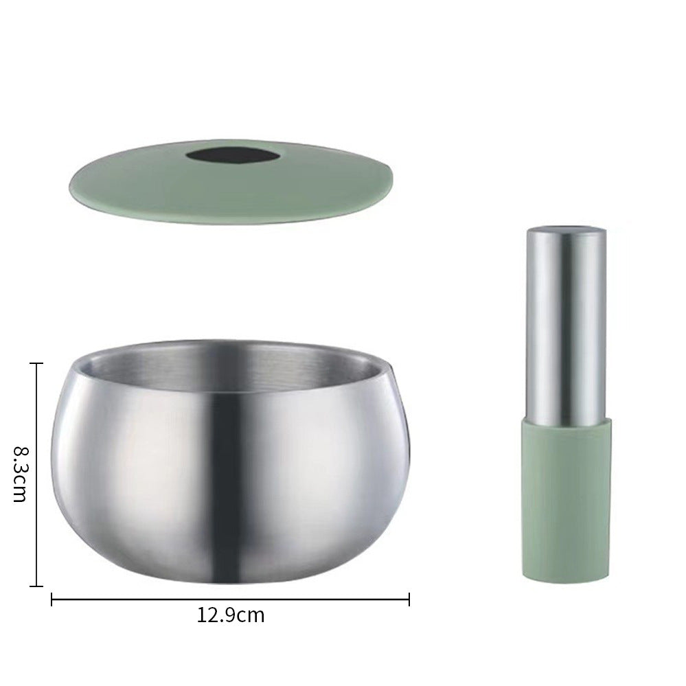 304 stainless steel garlic pounder, garlic paste bowl with lid, grinding artifact, medicine pounder, powder jar processing and personalized