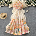 French country style printed sleeveless dress - women's new summer high-waisted slimming a-line maxi dress - elegant commute dress