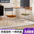 Creative milk tea shop backrest chair - minimalist metal frame upholstered dining chair - retro designer cafe restaurant chair