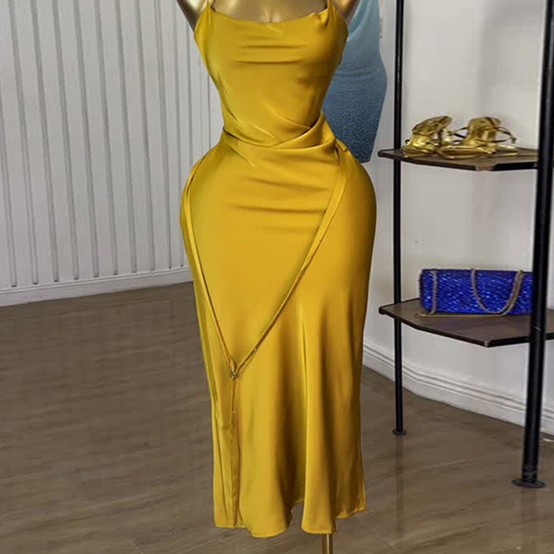 European and american cross-border women's fashion:  summer new arrivals - sexy, elegant, slim-fit, bodycon midi slip dress