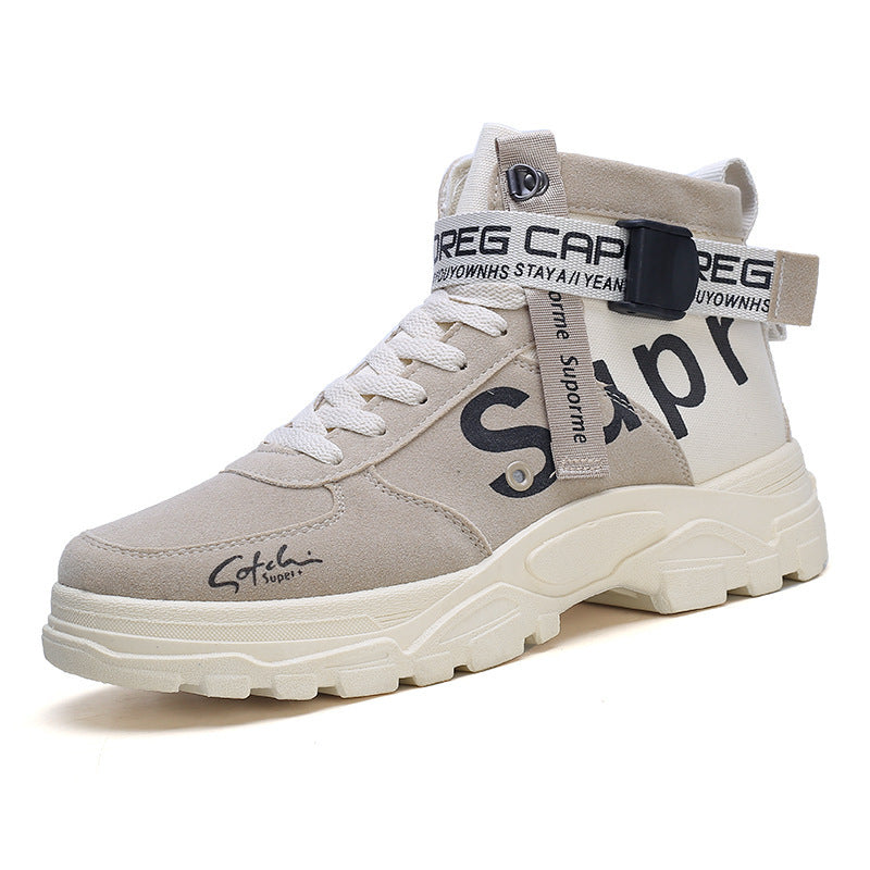 2025 men's martin boots: new autumn high-top british style casual work shoes, mid-top cotton shoes for winter