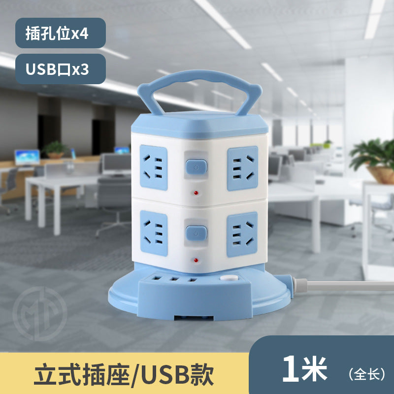 For homevertical socket panel multi-hole plug strip multi-function plug strip multi-purpose stereo plug strip with cable usb plug strip