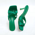 2026 summer square toe high heel cross bows decoration shallow mouth thin heel back open heel flip flop sandals women