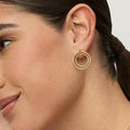 Amazon cross-border fashion minimalist commute double-clasp circle stud earrings - high-end double-layer women's earrings