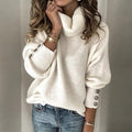 2023 wish cross-border autumn/winter european and american style women's sweatshirt, high neck knit top, ready stock