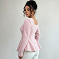european and american cross-border women's fashion: new elegant pink long-sleeve top