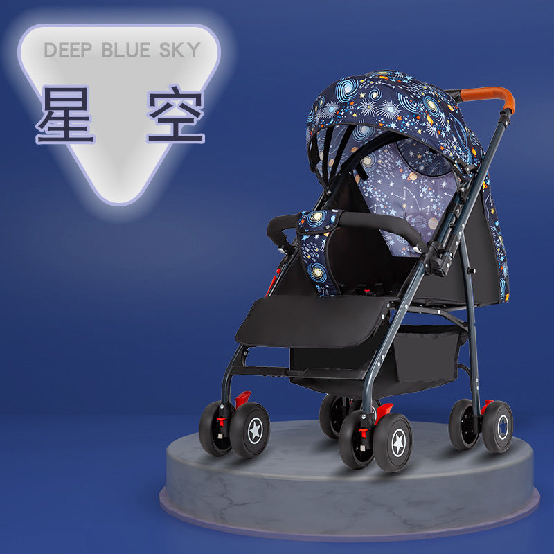 Two-way baby stroller, shock-absorbing, lightweight, convertible (sitting/lying), foldable, portable newborn stroller