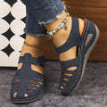 Exportnew arrival2026summer wedge thick sole sandals women's shoes cross-border large size car line wedge toe thick sole sandals